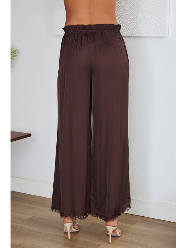 VENTI6 - Vendita all'ingrosso Pantalone - Donna - PANTALONI A GAMBA LARGA CON ORLO A FRANGE IN SETA ITALIANA (6109)5