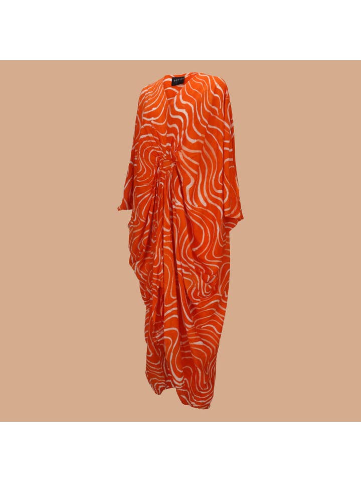 Besida - Wholesale Kaftan - Women's - Ala Orange Hand Dyed African Print Kaftan Dress4