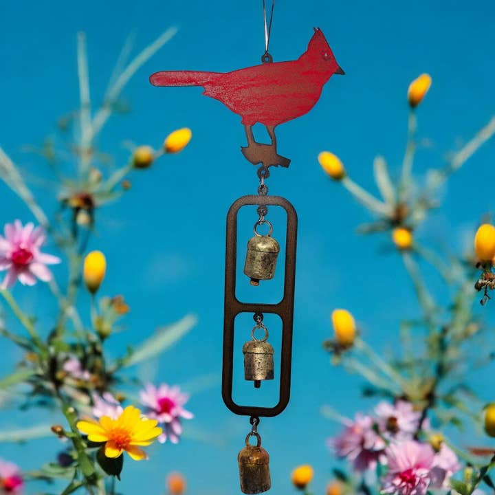 Cardinal wind chime garden nana bells cute gift patio lawns for wholesale by Whimsies