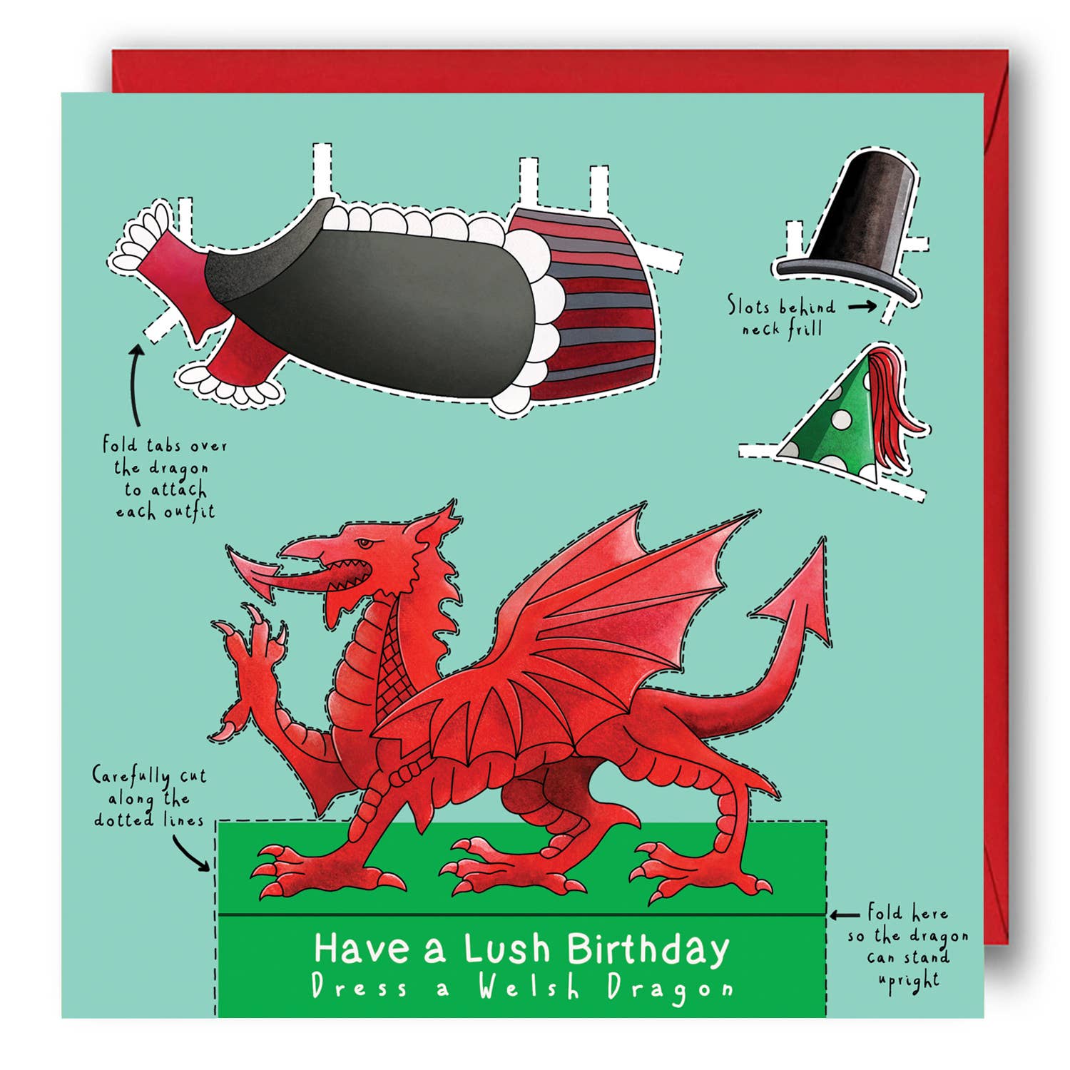 Yeti Cards & Gifts – wholesale Birthday card – Dress a Welsh Dragon Birthday Card0