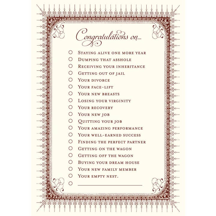 Congratulations Check List Greeting Card for wholesale by Alexa Pulitzer