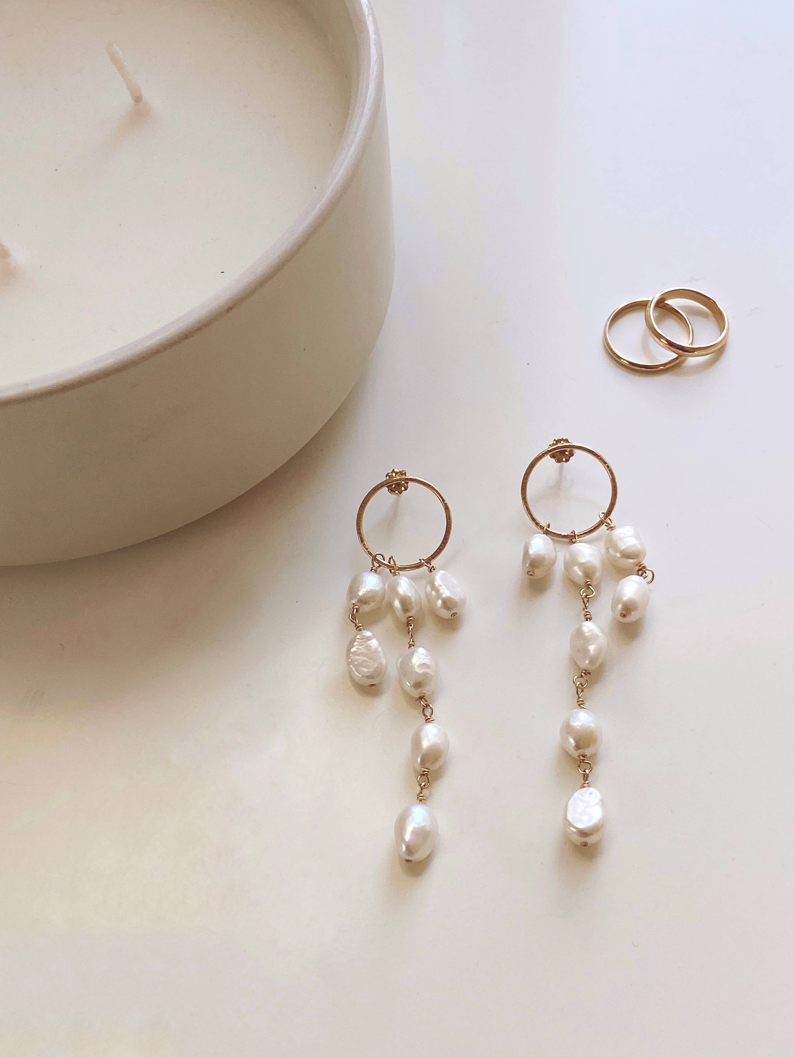 AVA Handmade Jewelry - Wholesale Dangle Earrings - AURA  • Freshwater baroque long multi pearl dangle earrings6