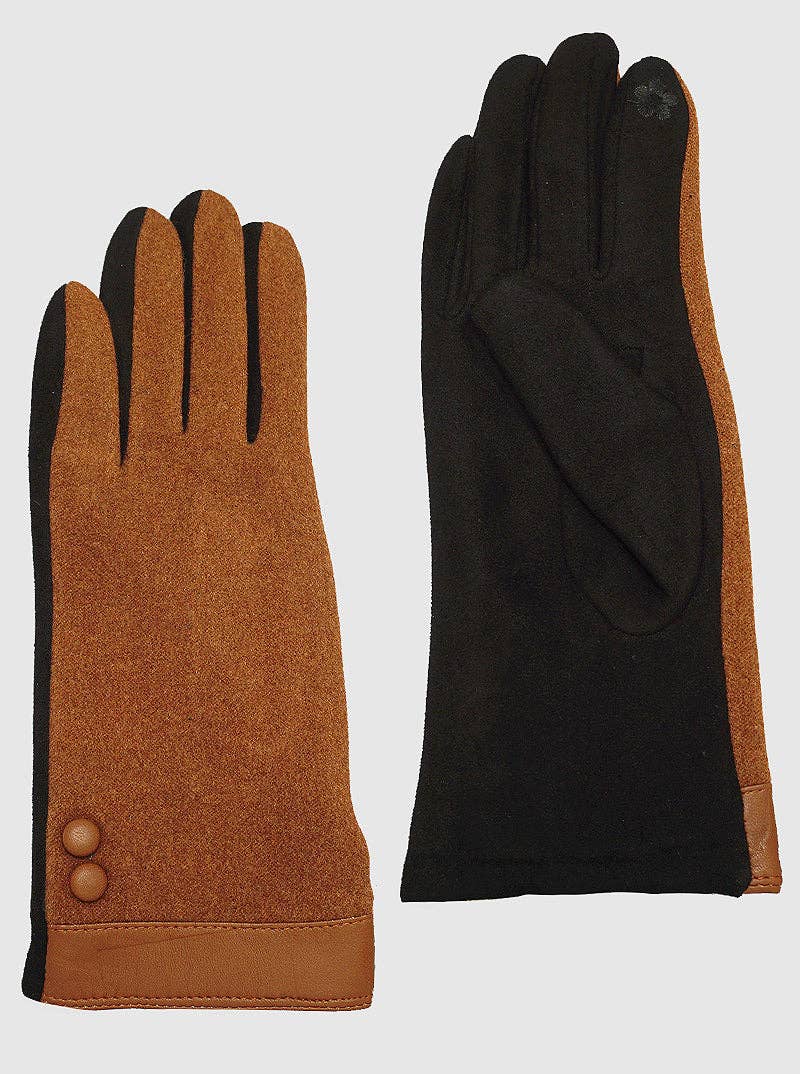 Wild Honey - Wholesale Gloves - Women's - SUEDE LEATHERETTE INSULATED TOUCHSCREEN BUTTON GLOVES1