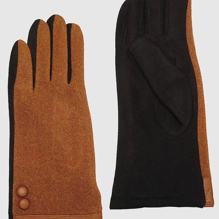 Wild Honey - Wholesale Gloves - Women's - SUEDE LEATHERETTE INSULATED TOUCHSCREEN BUTTON GLOVES1