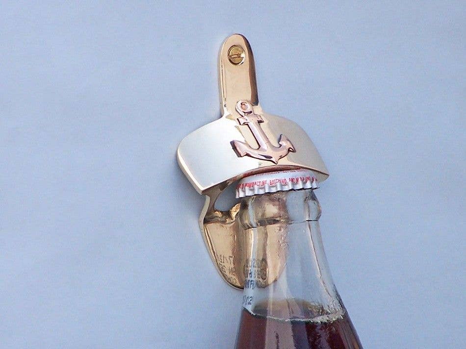 Hampton Nautical - Wholesale Bottle/Wine Opener - Solid Brass Wall Mounted Anchor Bottle Opener 3"2