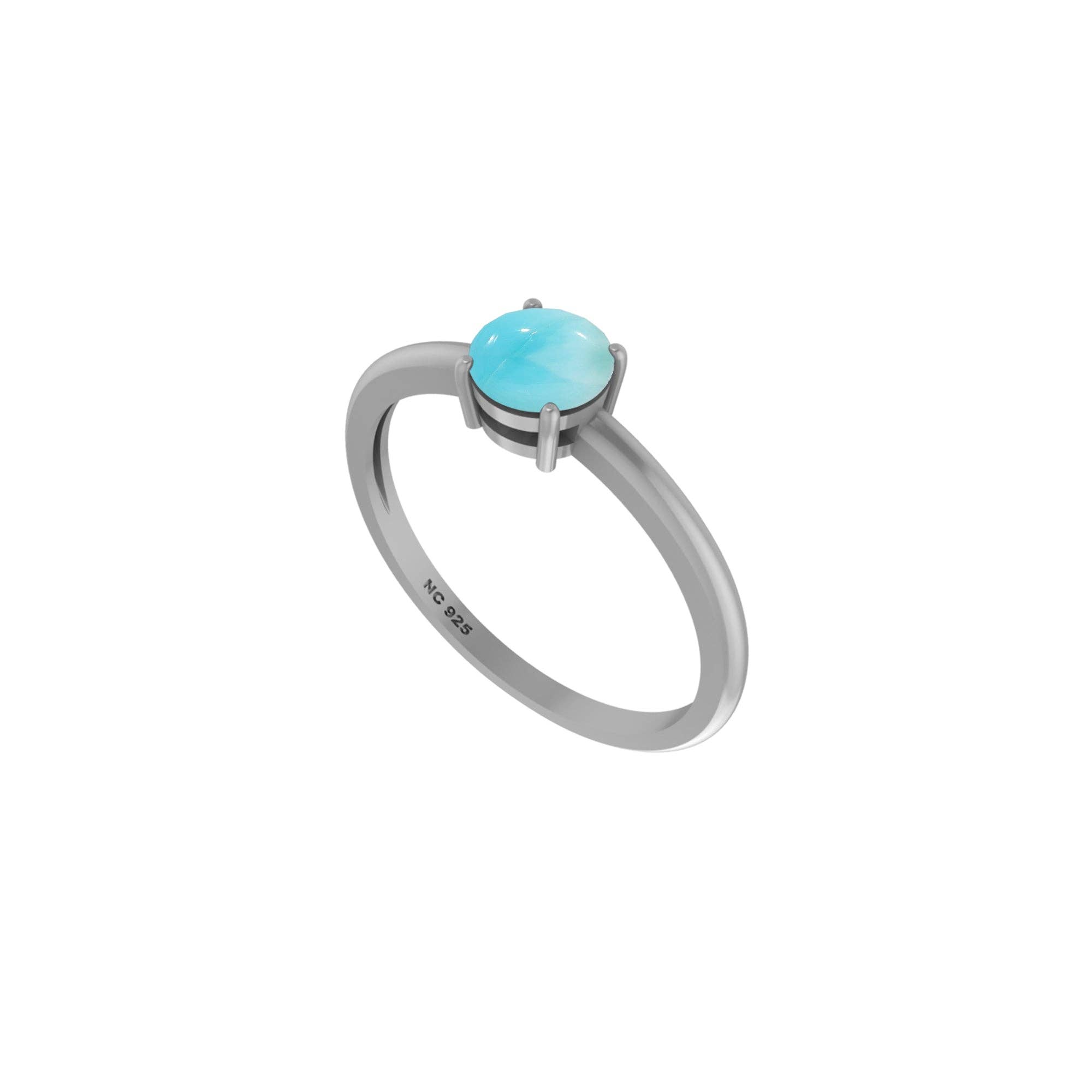 Nature Crafts - Wholesale Ring met een steen/solitaire ring - Nature Crafts natuurlijke larimar stapelbare ringen van sterling zilver met klauwzetting4