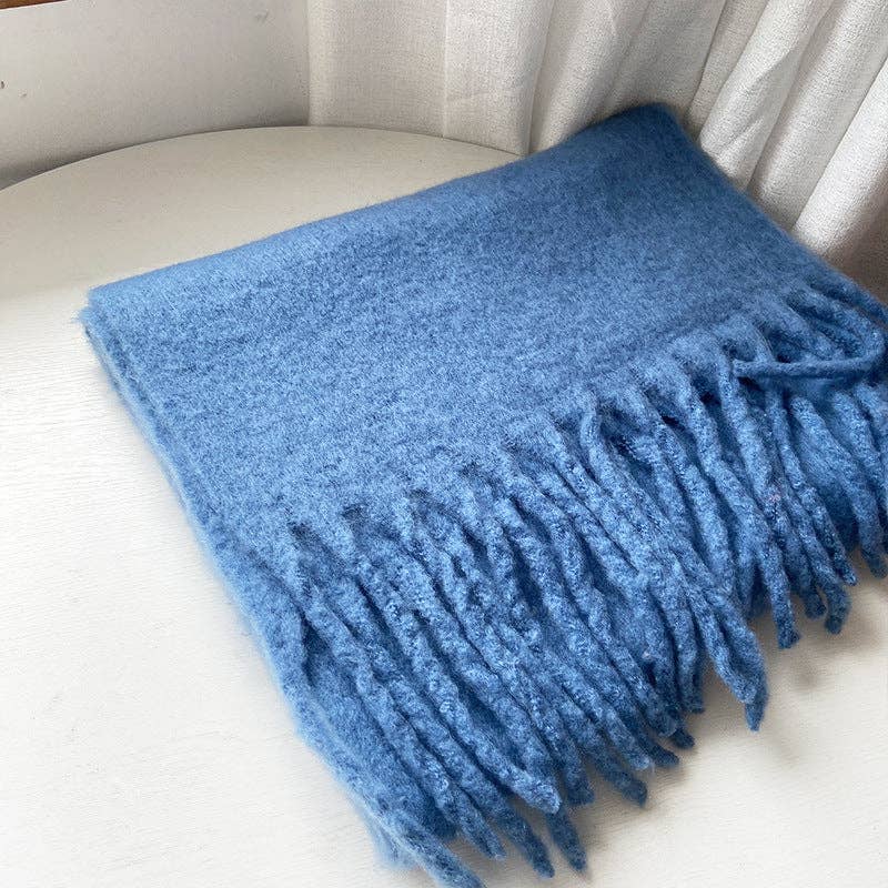 Dipped Shop - Wholesale Scarf - Women's - 2+ Solid Color Tassel Mohair Scarves DPKS100222