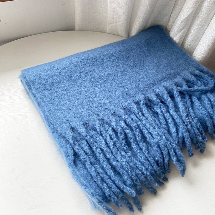 Dipped Shop - Wholesale Scarf - Women's - 2+ Solid Color Tassel Mohair Scarves DPKS100222