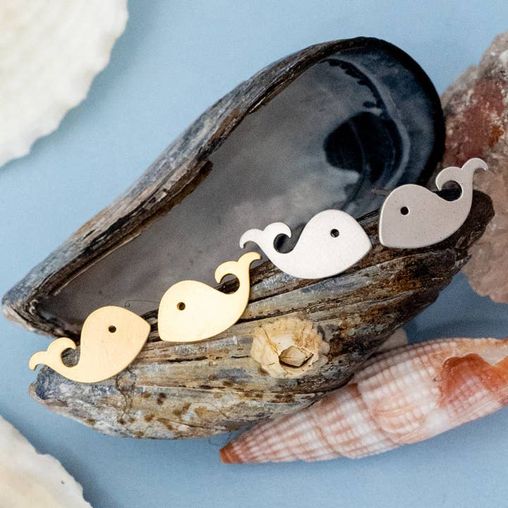 Whale Post Stud Earrings Ocean, Beach, Sea Gift Giving for wholesale by Rebecca Accessories LLC