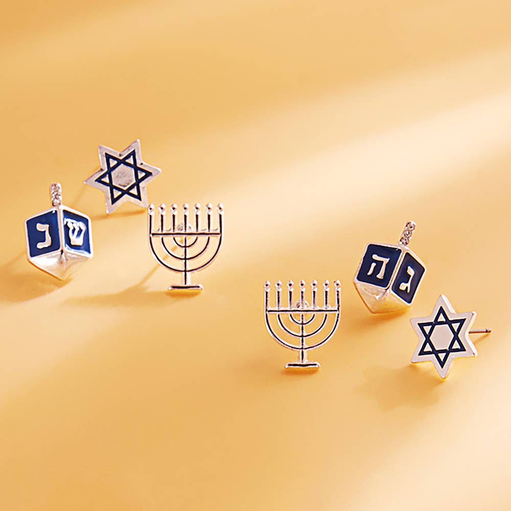 Sensibling Corp. – Großhandel Schmucksets – 3 Paare - Chanukka-Ornament-Ohrstecker-Set0