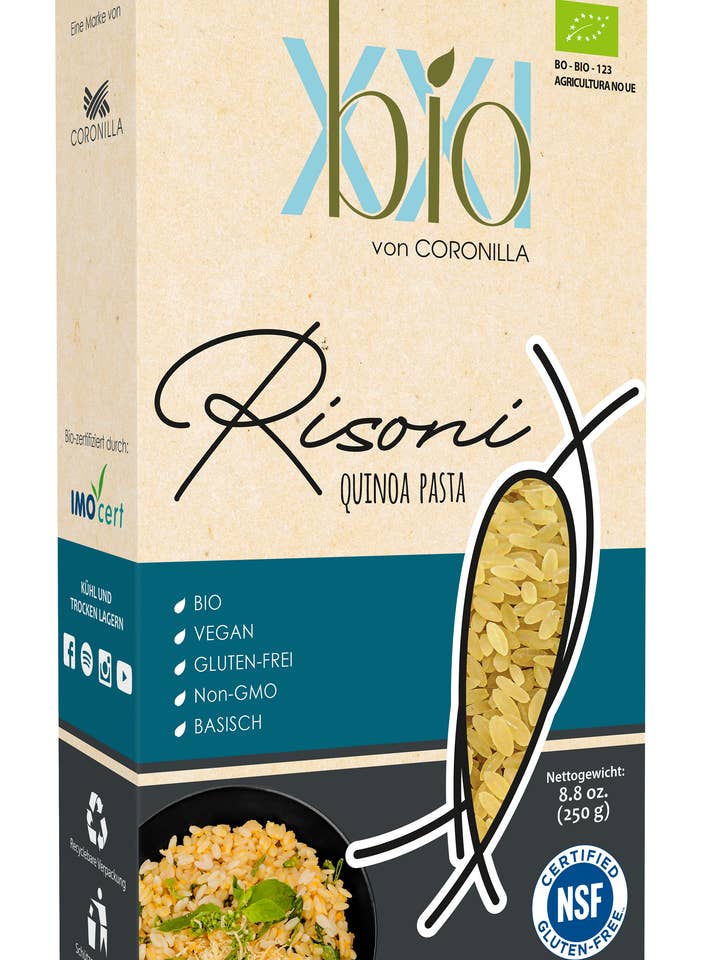 Organic risoni made from royal quinoa and rice for wholesale by BIOXXI