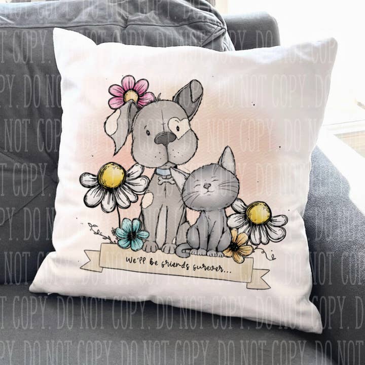 Dog & Cat Friends Cushion - 4 designs - can be personalised for wholesale by Storms Style