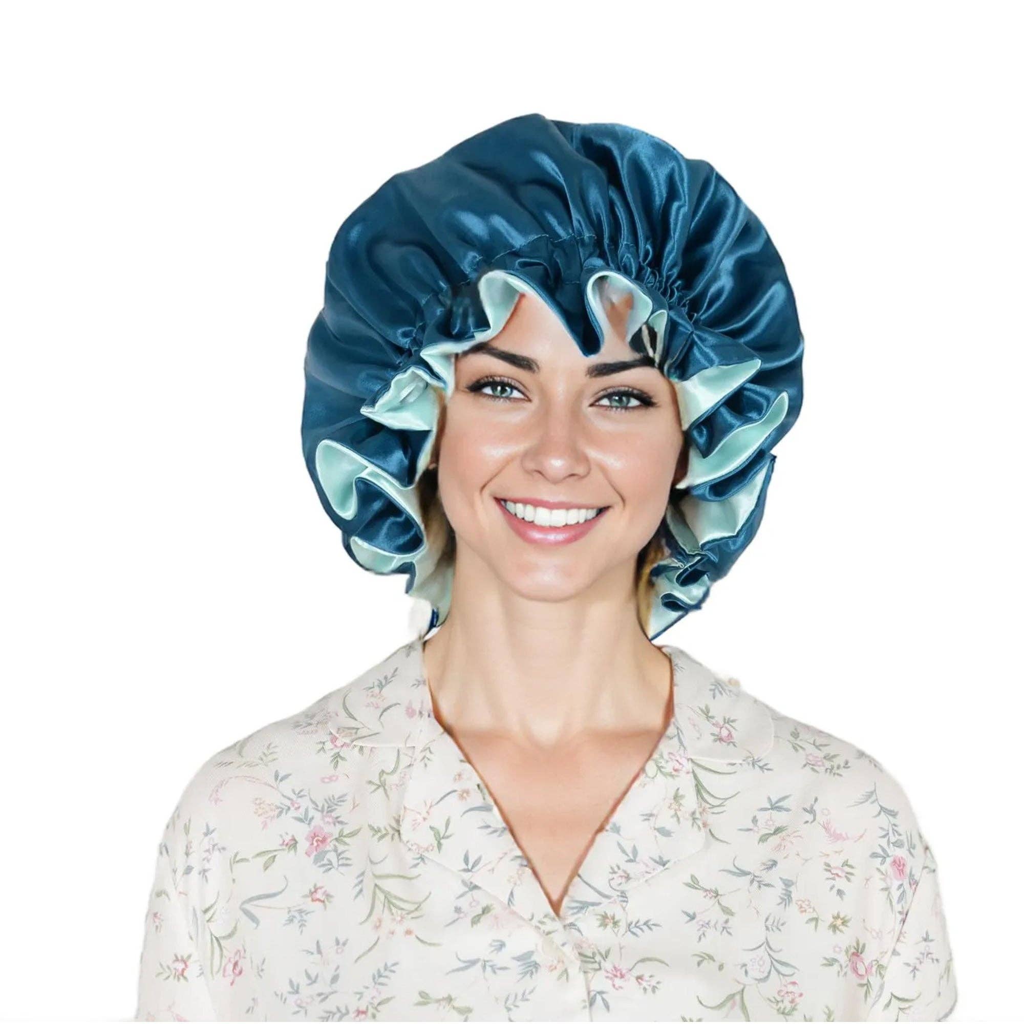 AK Brand – Engroshandel Nathue – til kvinder – Satin sovekalot med dobbelt lag og flæsekantet silkehat13