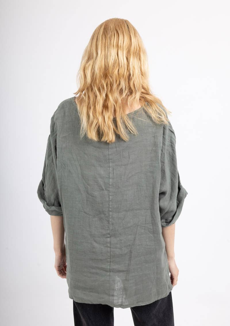 la maison des fibres naturelles - Wholesale Tunic - Women's - Round neck linen t-shirt 83446 100% linen7