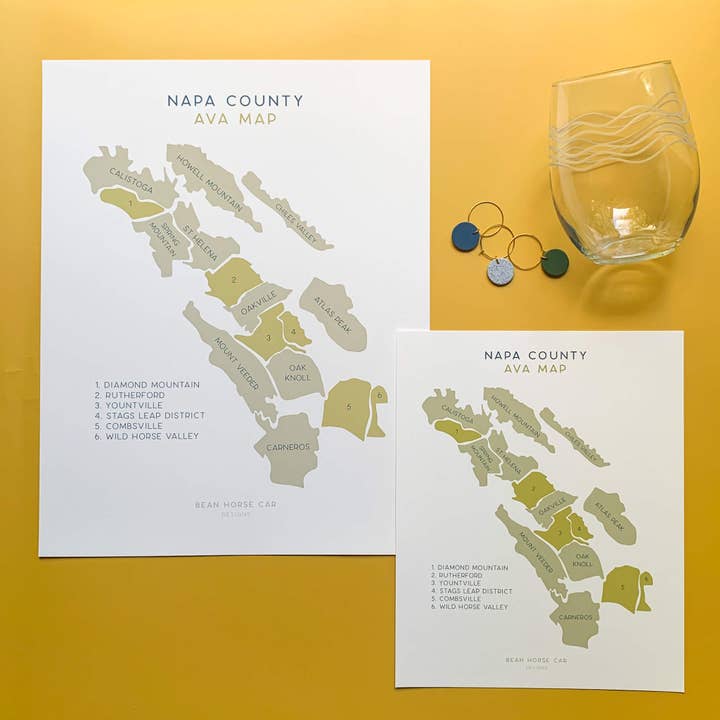 Bean Horse Car Designs - Wholesale Art Print - AVA Wine Map - North Coast - Napa Labeled Art Print3