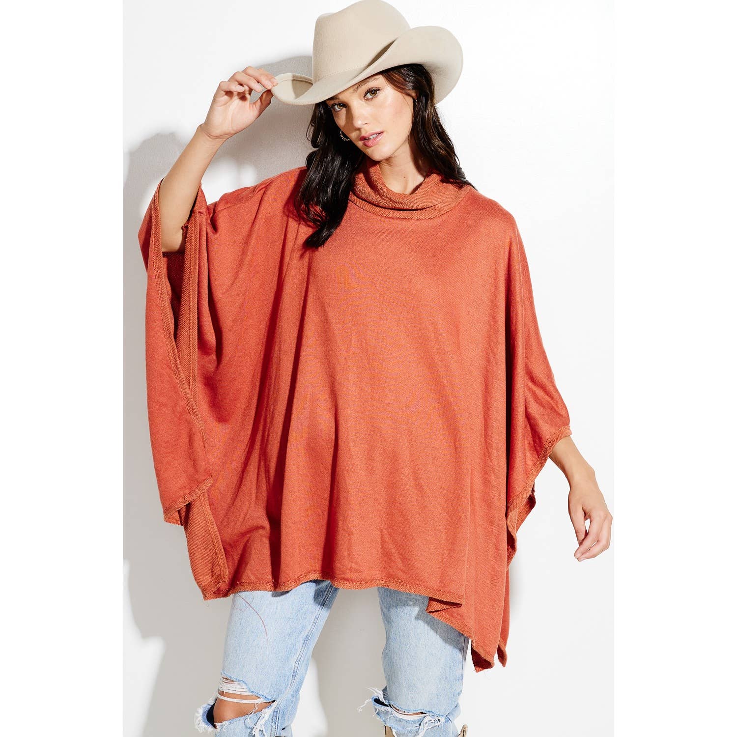 Phil Love – Großhandel Poncho – Damen – Solider Poncho mit Rollkragen13