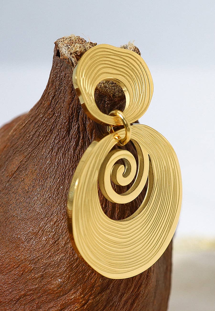Gold Swirl Detail Textured Earrings for wholesale on Faire2