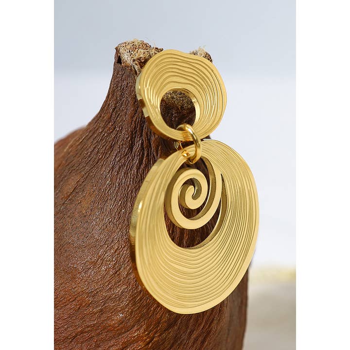 Gold Swirl Detail Textured Earrings for wholesale on Faire2