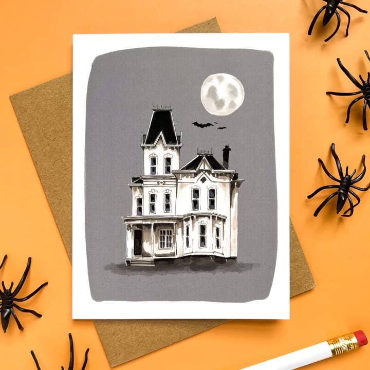 Morgan Swank Studio - Wholesale Halloween Card - Haunted House Halloween Card2