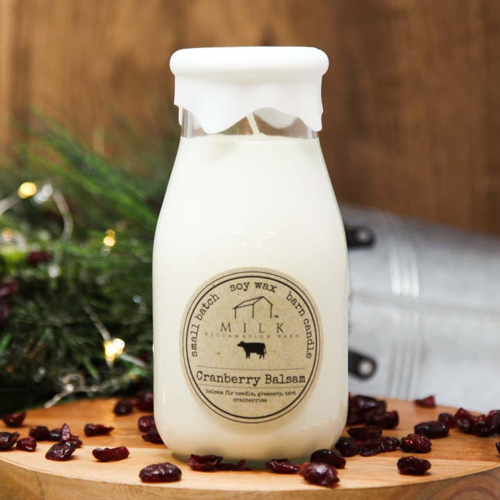 Milk Reclamation Barn - Wholesale Jar/Filled Candle - Milk Bottle Candle Cranberry Balsam0