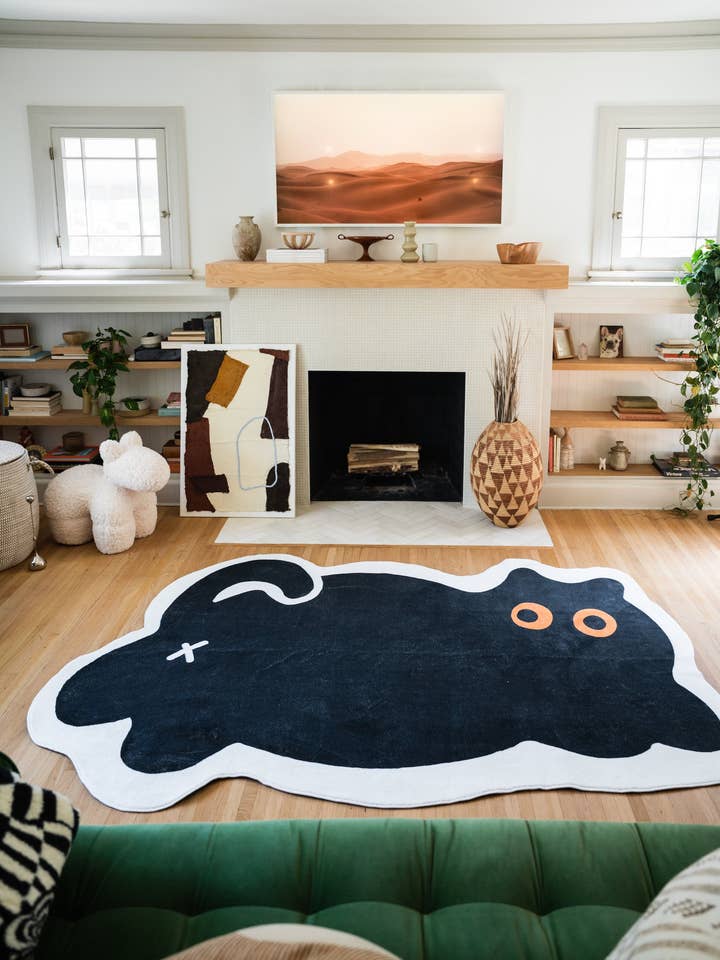 Cute Black Cat Rug for wholesale by Lany Space