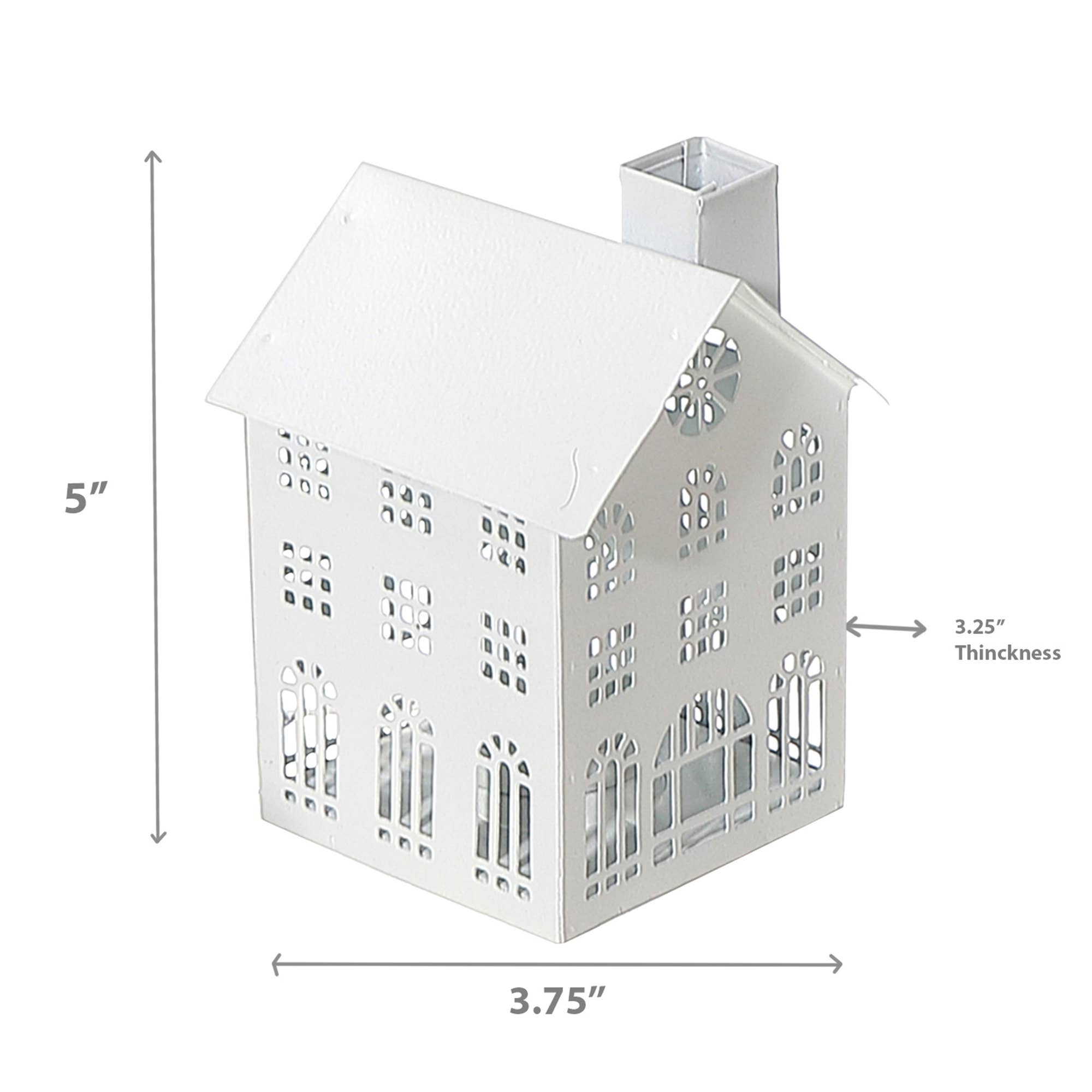 IH Casa Decor - Vente Bougeoirs - PORTE-BOUGIE MAISON EN MÉTAL BLANC (PETIT)2