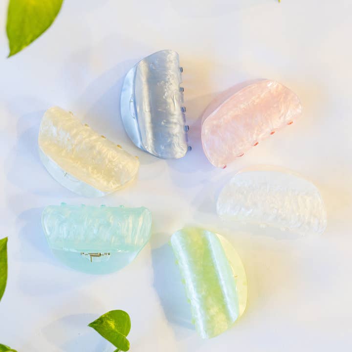 blush & bubbly - Wholesale Hair Clip - Women's - Half Moon Acetate Claw Clip, Environmentally Friendly Clip