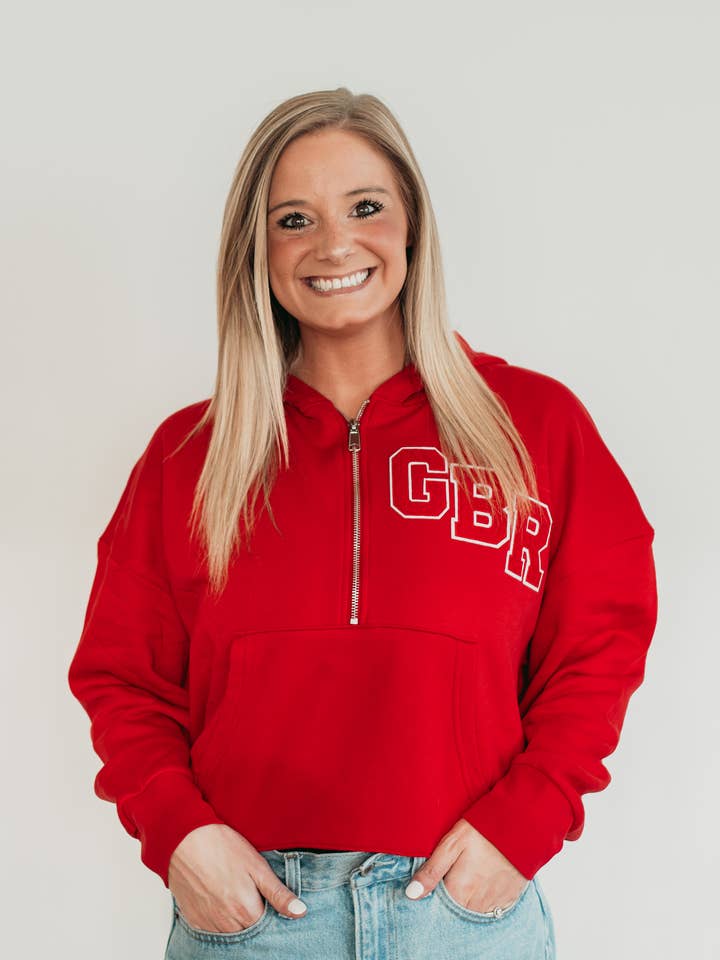 CHENILLE GBR - RED WOMEN'S 1/4 ZIP for wholesale by h.flynn