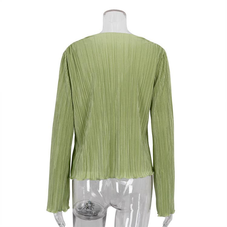 Sweetkama - Wholesale Blouse - Women's - Sweetkama Ladies Solid Color Wrinkle Casual Lace Shirt3