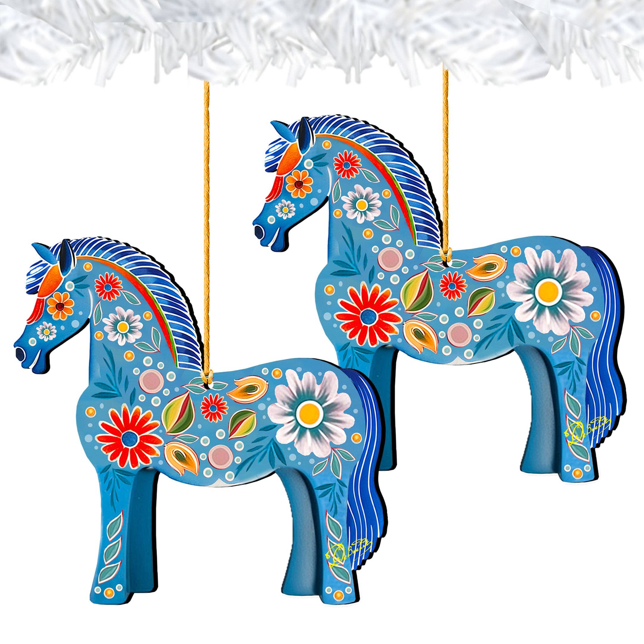 Designocracy - Wholesale Ornament - Danish Horse Decorative Wood Ornaments GDebrekht Love Family6