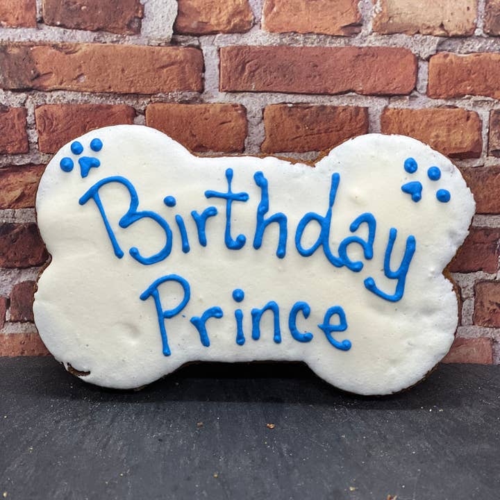 Birthday Prince Bone for wholesale by Tito's Pet Bakery