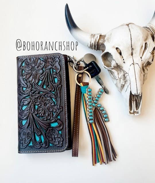 Boho Ranch Shop - Wholesale Keychain - Women's - Western Initial Monogram Fringe Tassel Keychain4