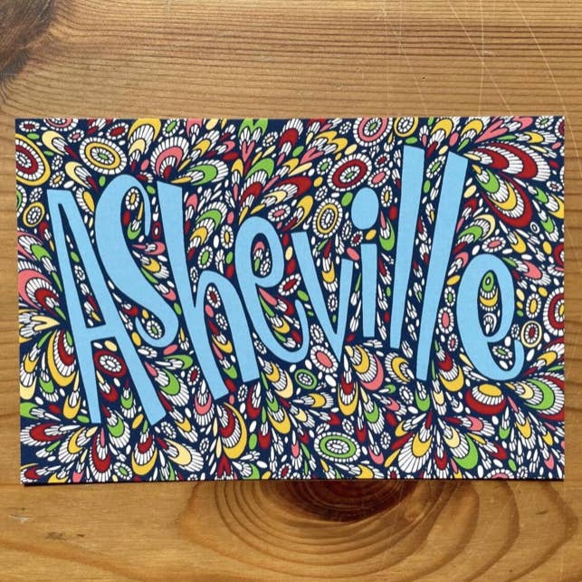 Carte postale d'Asheville | Lettrage fantaisiste pour la vente par Sprouted Scribbles