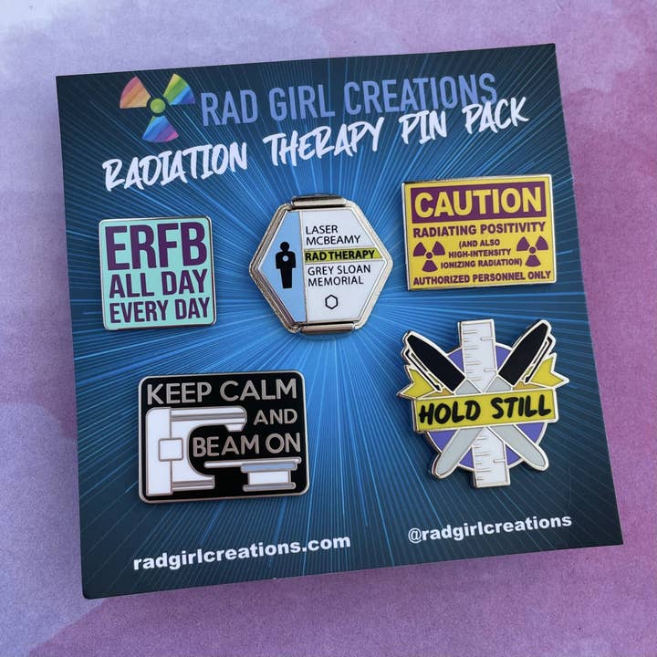 Radiation Therapy Pin Pack for wholesale by Rad Girl Creations