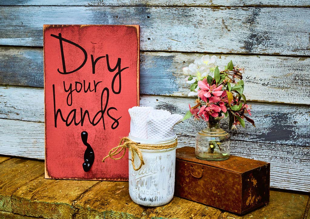 Red Roan Signs - Wholesale Sign - Dry Your Hands Towel Holder for Kids Bathroom1