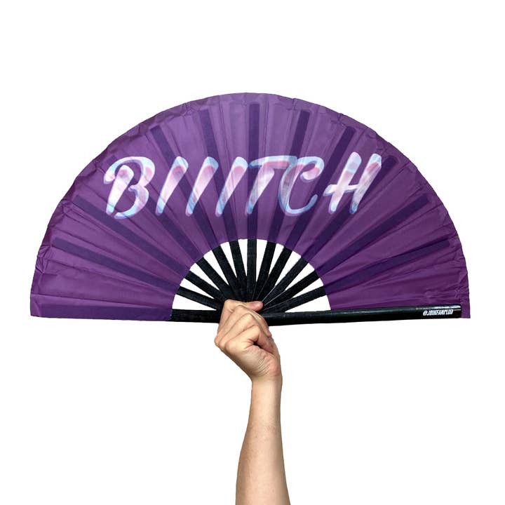 Dirt Squirrel Apparel - Wholesale Handheld Folding Fan - Purple Biiitch Fan