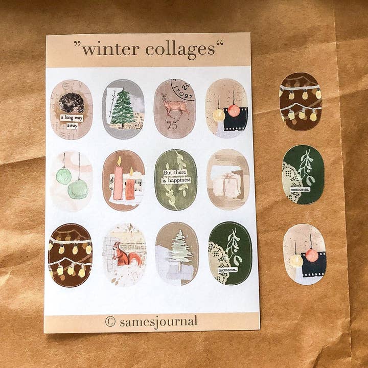 Christmas collages 2 stickers, stickers, winter -samesjournal for wholesale by samesjournal