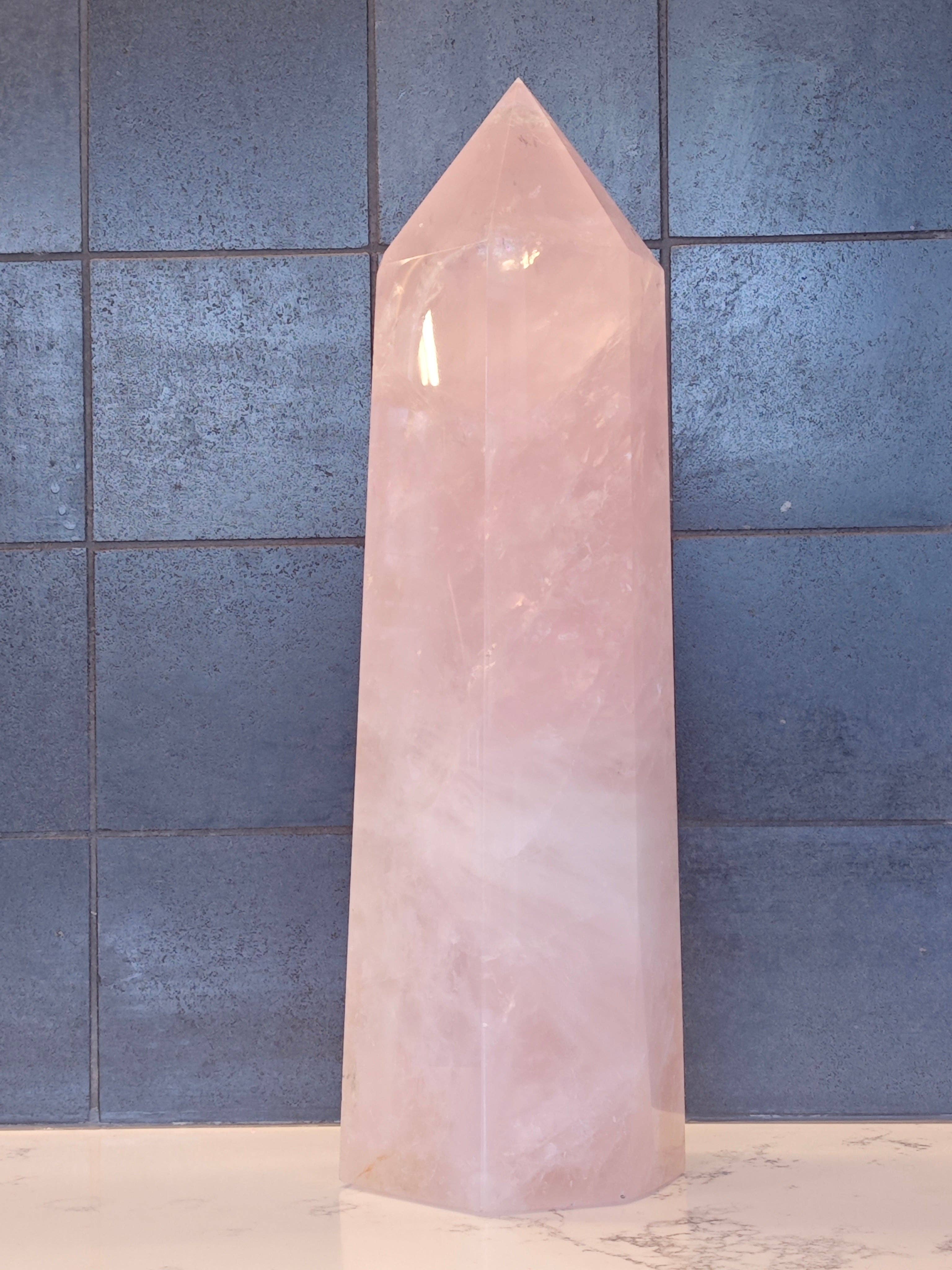 Moon Rituals - Wholesale Spiritual Stone/Crystal - Extra Large Rose Quartz Crystal Obelisk Tower  Love & Harmony , Christmas Crystal Gift #90