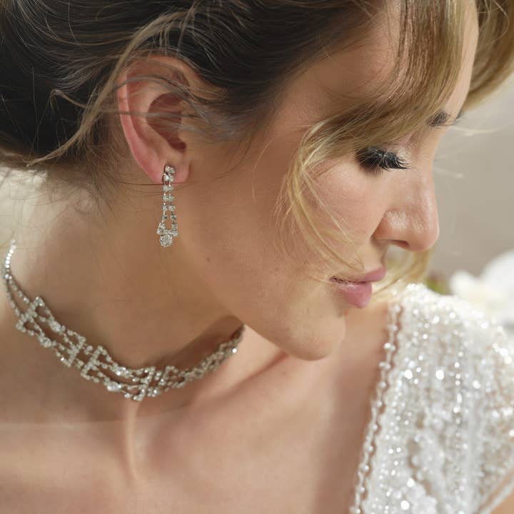 NOVO! Conjunto de jóias, jóias de noiva, joalharia em prata por atacado de Bajabella