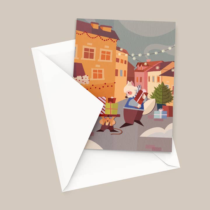 Greeting Card "Holiday gifts" By Anna Dudinova for wholesale by DISPLEJ