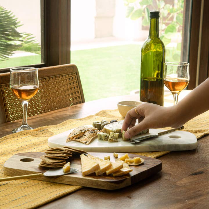 Indriya Home - Wholesale Cheese Board - NaturalWood and Marble Chopping/charcuterie board-Set of 2