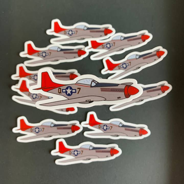 Extremely Retro - Wholesale Sticker - WWII P-51 Fighter Plane Sticker - Vinyl - Dishwasher Safe -2