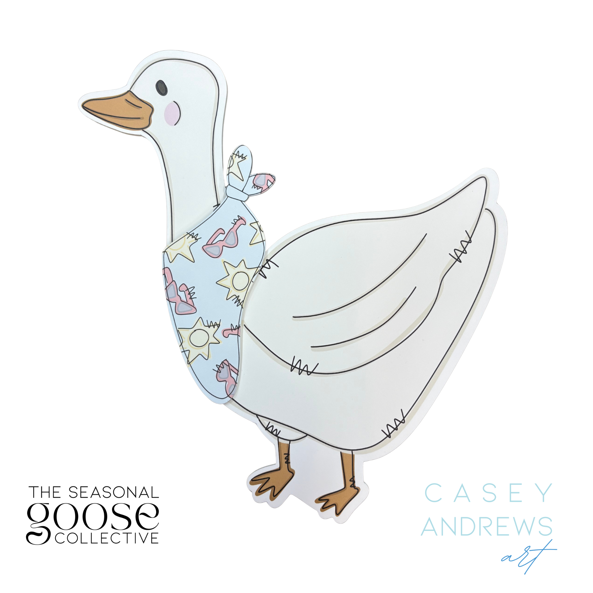 Casey Andrews Art - Wholesale Door Hanger - Porch Goose Spring Floral Scarf1
