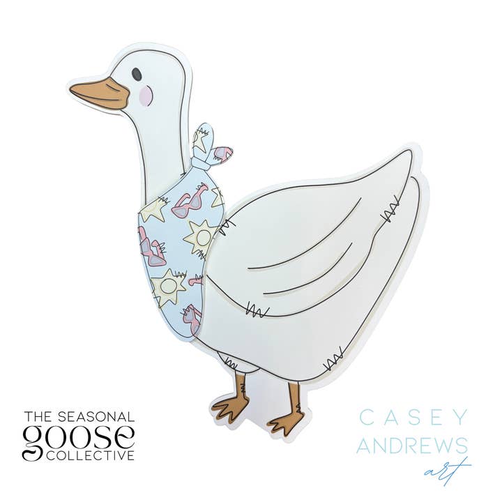 Casey Andrews Art - Wholesale Door Hanger - Porch Goose Spring Floral Scarf1