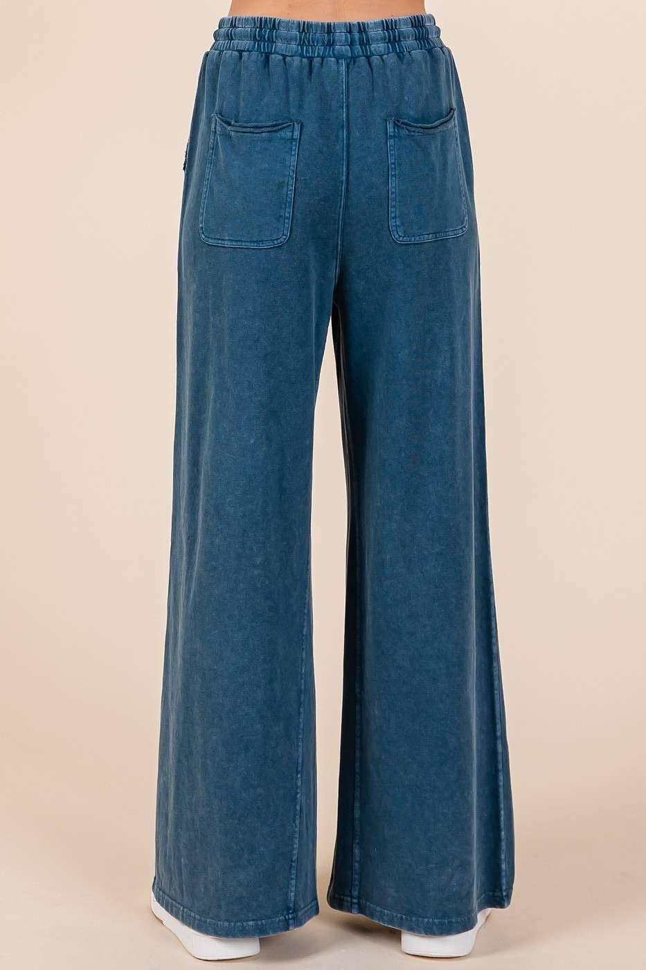 mittoshop - Wholesale Pants - Women's - MINERAL WASH FRENCH TERRY WIDE LEG PANTS30