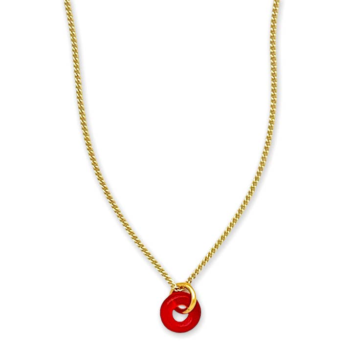 Red Gold Phish Donut Necklace ~ Small for wholesale on Faire