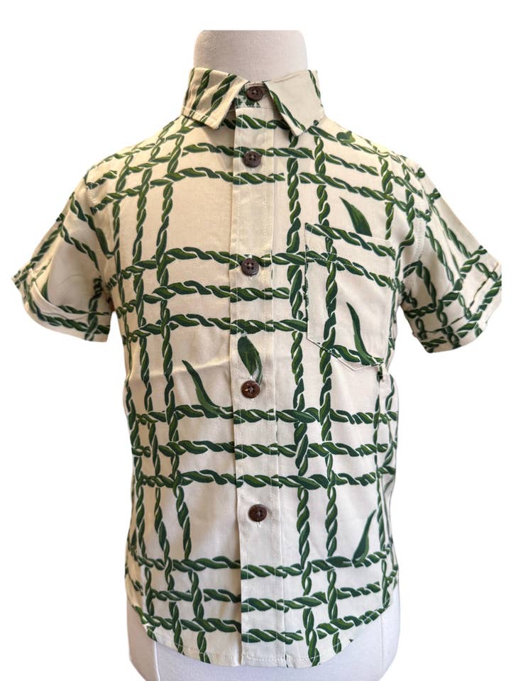 Keiki Boys Aloha T-shirt i Ti Palaka for engroshandel hos Paradise Now Hawaiʻi