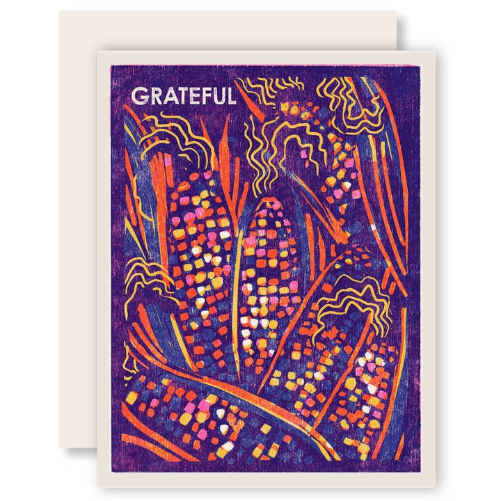 Grateful (Rainbow Corn) Gratitude Card - Boxed Set of Six for wholesale by Heartell Press