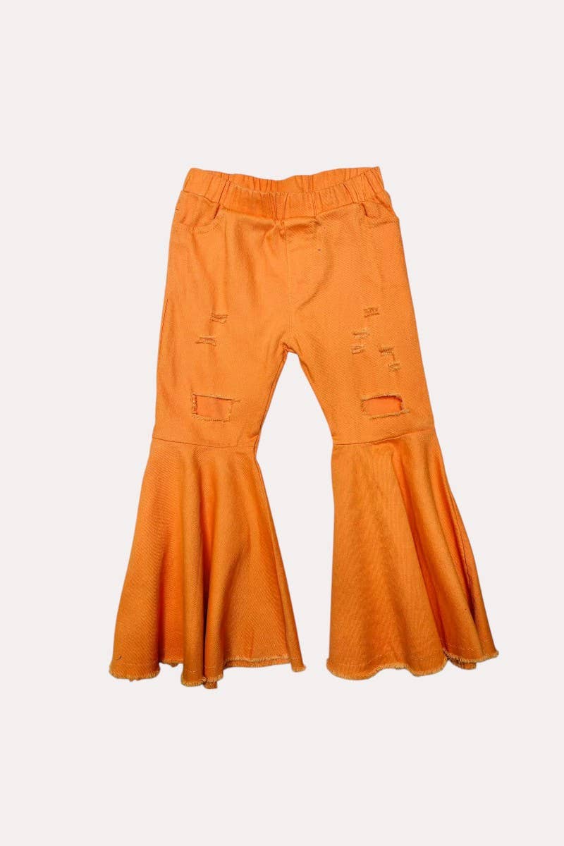 luluclothes - Wholesale Jeans - Kids - Orange distressed denim bell bottoms girls jeans 1