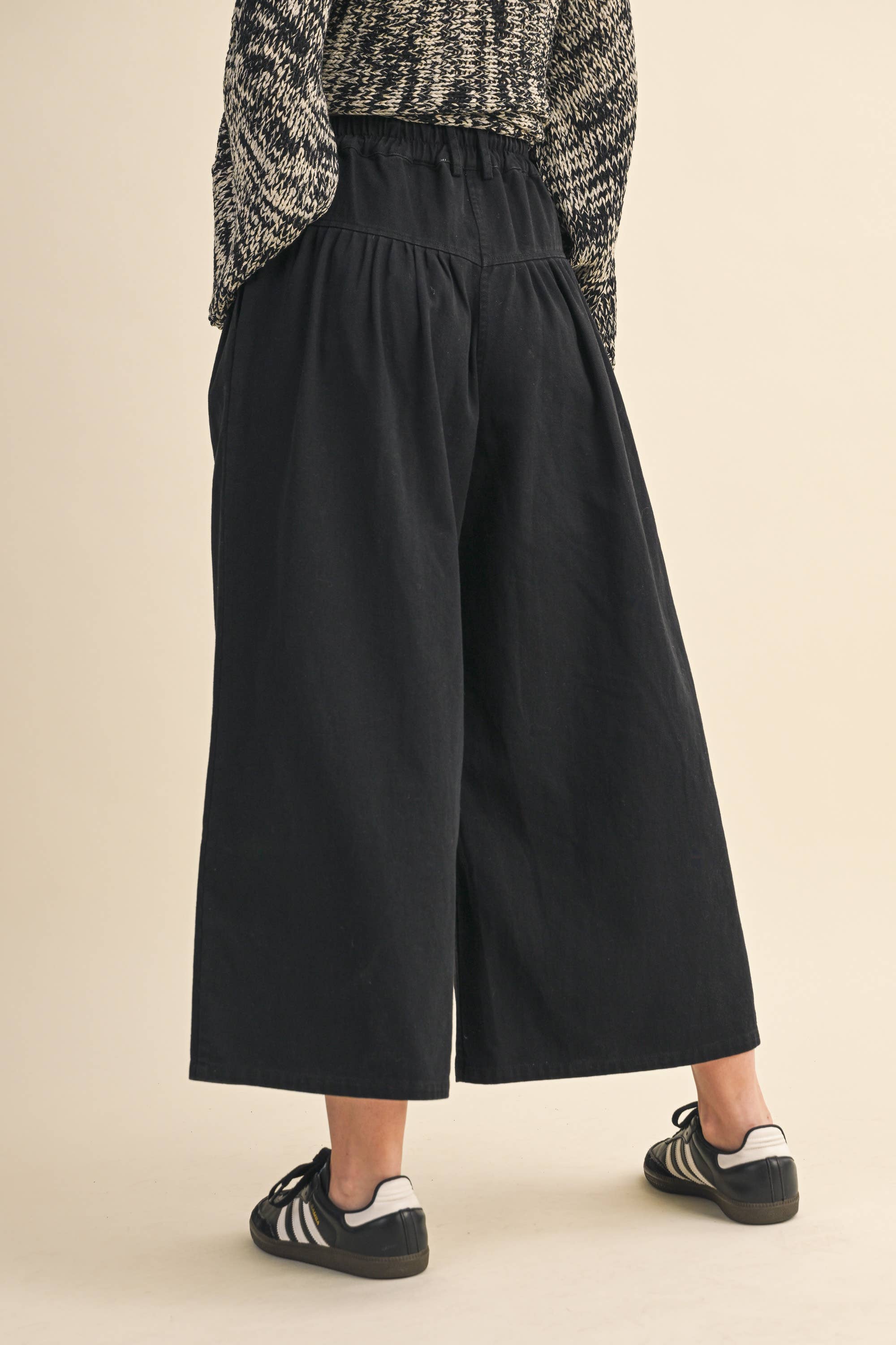 Klesis – wholesale Pants – Women's – IP1419 COTTON TWILL HIGH WAIST CROPPED WIDE LEG PANTS0